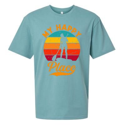 Sup Girl My Happy Place Water Sports Stand Up Paddle Board Sueded Cloud Jersey T-Shirt