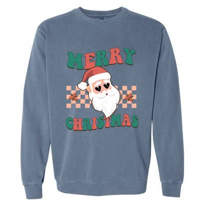 Santa Groovy Merry Christmas Funny Santa Face Retro Groovy Meaningful Gift Garment-Dyed Sweatshirt