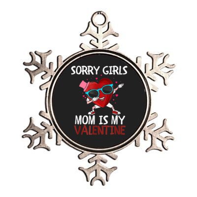 Sorry Girls Mom Is My Valentine Funny Dabbing Heart Valentine Day Metallic Star Ornament