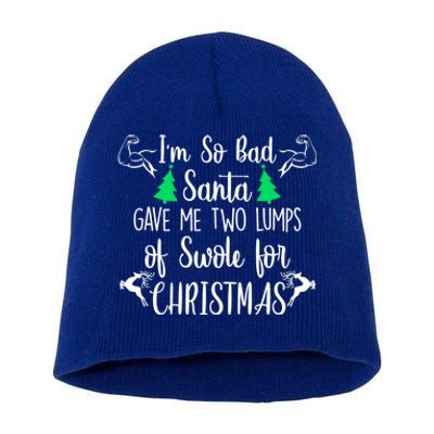 Santa Gave Me Two Lumps Of Swole Funny Christmas Fitness Gift Short Acrylic Beanie