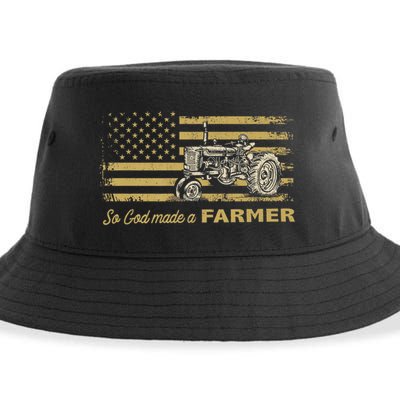 So God Made A Farmer USA Flag Patriotic Farming Gift Farmer Sustainable Bucket Hat