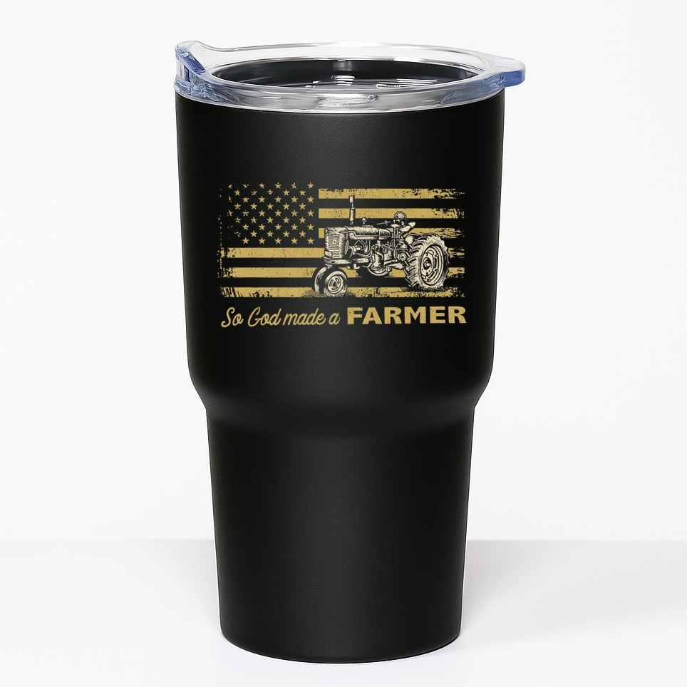 So God Made A Farmer USA Flag Patriotic Farming Gift Farmer Tumbler