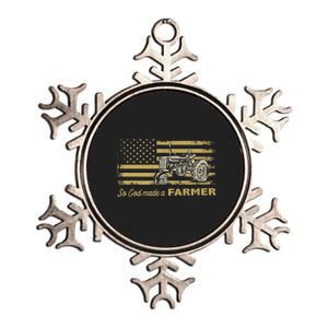 So God Made A Farmer USA Flag Patriotic Farming Gift Farmer Metallic Star Ornament