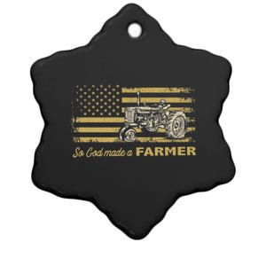 So God Made A Farmer USA Flag Patriotic Farming Gift Farmer Ceramic Star Ornament