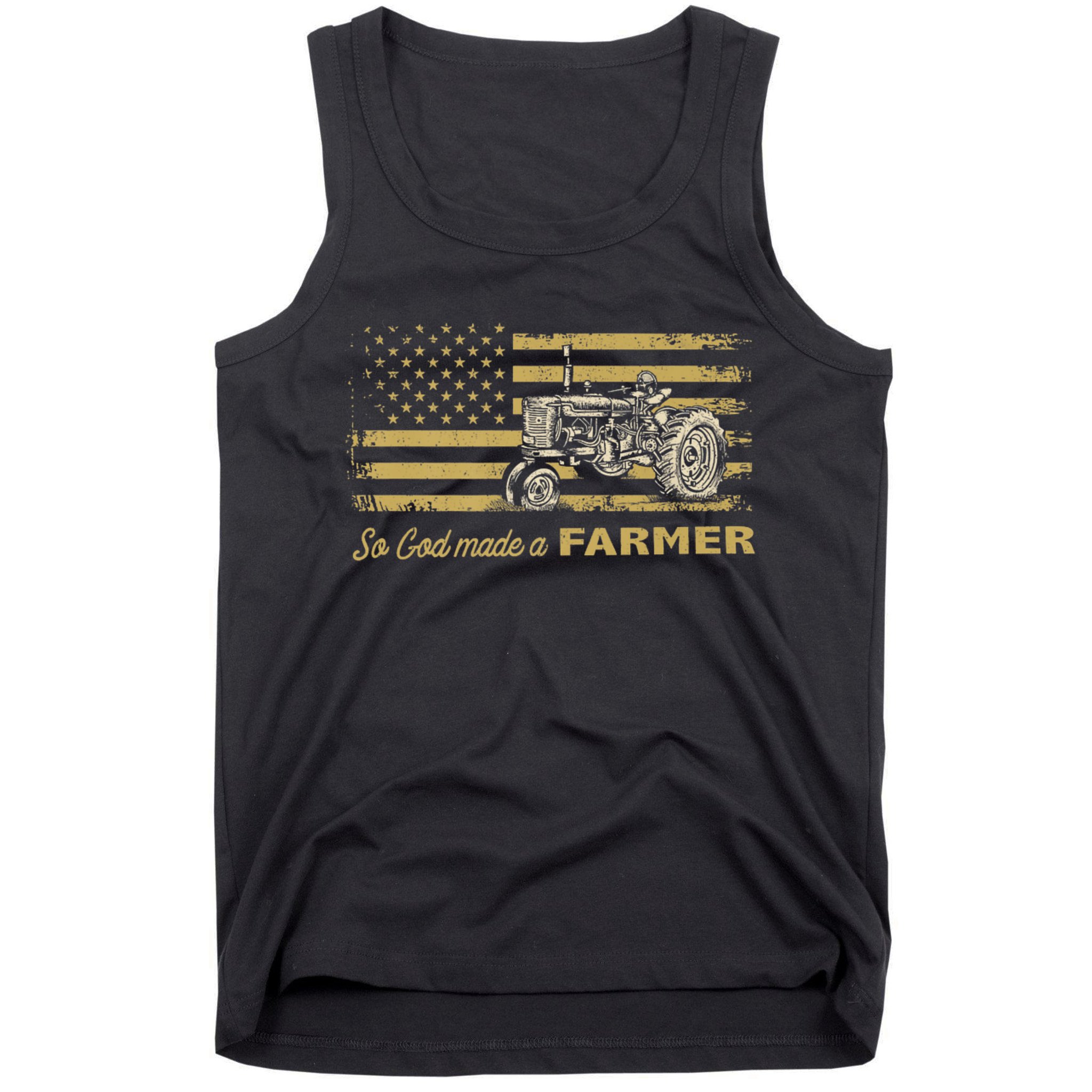 So God Made A Farmer USA Flag Patriotic Farming Gift Farmer Tank Top