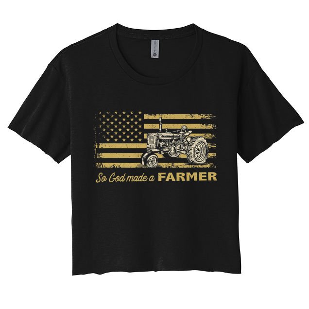 So God Made A Farmer USA Flag Patriotic Farming Gift Farmer Crop Top