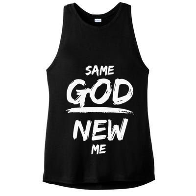 Same God New Me For Funny Jesus Christian Ladies PosiCharge Tri-Blend Wicking Tank