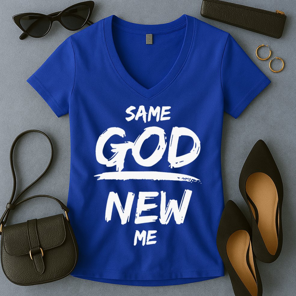 Same God New Me For Funny Jesus Christian Women's V-Neck T-Shirt