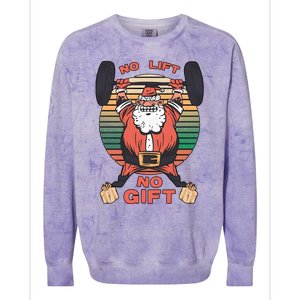 Santa Gym No Lift No Gift Christmas Workout Gymer Santa Claus Colorblast Crewneck Sweatshirt