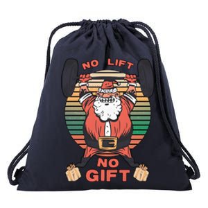 Santa Gym No Lift No Gift Christmas Workout Gymer Santa Claus Drawstring Bag