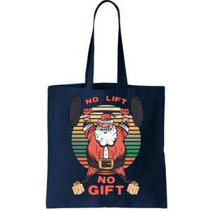 Santa Gym No Lift No Gift Christmas Workout Gymer Santa Claus Tote Bag