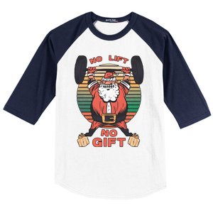 Santa Gym No Lift No Gift Christmas Workout Gymer Santa Claus Baseball Sleeve Shirt