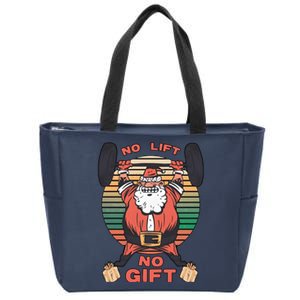 Santa Gym No Lift No Gift Christmas Workout Gymer Santa Claus Zip Tote Bag