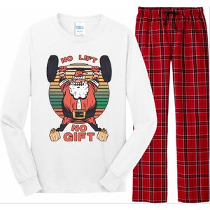 Santa Gym No Lift No Gift Christmas Workout Gymer Santa Claus Long Sleeve Pajama Set