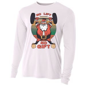 Santa Gym No Lift No Gift Christmas Workout Gymer Santa Claus Cooling Performance Long Sleeve Crew