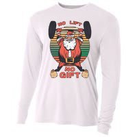 Santa Gym No Lift No Gift Christmas Workout Gymer Santa Claus Cooling Performance Long Sleeve Crew