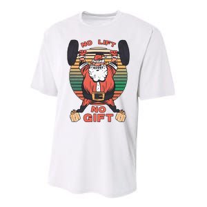 Santa Gym No Lift No Gift Christmas Workout Gymer Santa Claus Performance Sprint T-Shirt