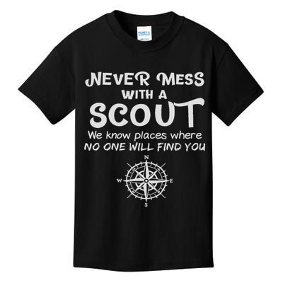 Scout Gift Never Mess With A Scout Kids T-Shirt