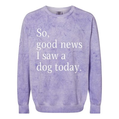 So Good News I Saw A Dog Today Funny Christmas Sayings Colorblast Crewneck Sweatshirt