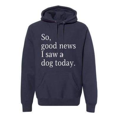 So Good News I Saw A Dog Today Funny Christmas Sayings Premium Hoodie