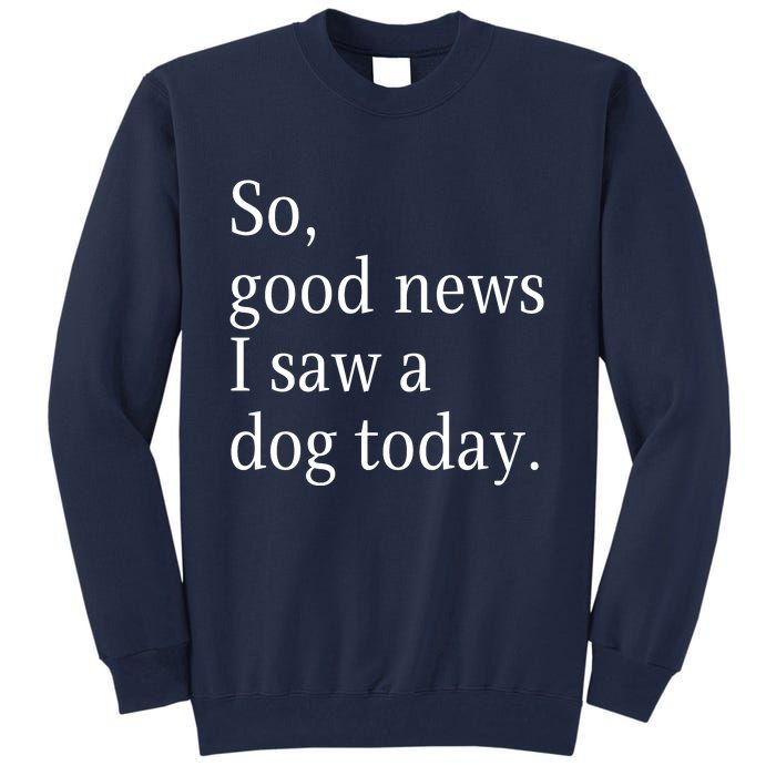 So Good News I Saw A Dog Today Funny Christmas Sayings Tall Sweatshirt