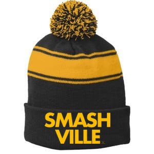 Smashville Gold Nashville Tennessee Stripe Pom Pom Beanie