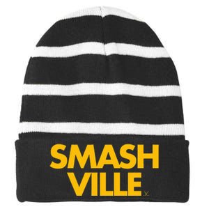 Smashville Gold Nashville Tennessee Striped Beanie with Solid Band