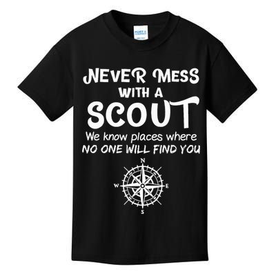 Scout Gift Never Mess With A Scout Kids T-Shirt