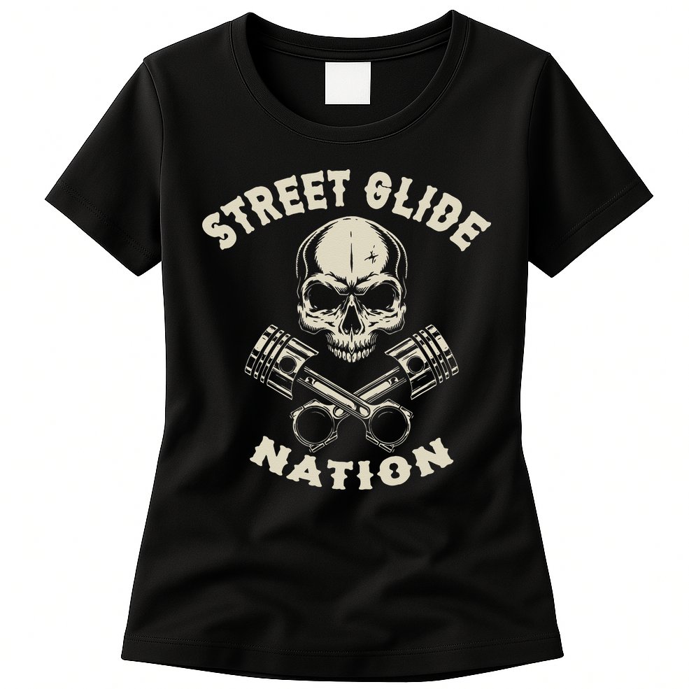 Street Glide Nation Cool Biker Motorcycle Motocycles Womens T-Shirt