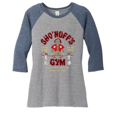 Sho'nuff's Gym New York Since 1985 Women's Tri-Blend 3/4-Sleeve Raglan Shirt