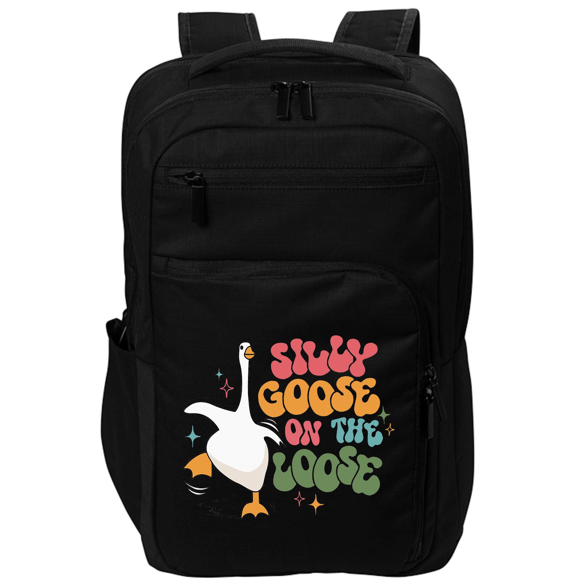 Silly Goose On The Loose retro groovy silly goose club Impact Tech Backpack
