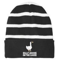 Silly Goose On The Loose Striped Beanie with Solid Band