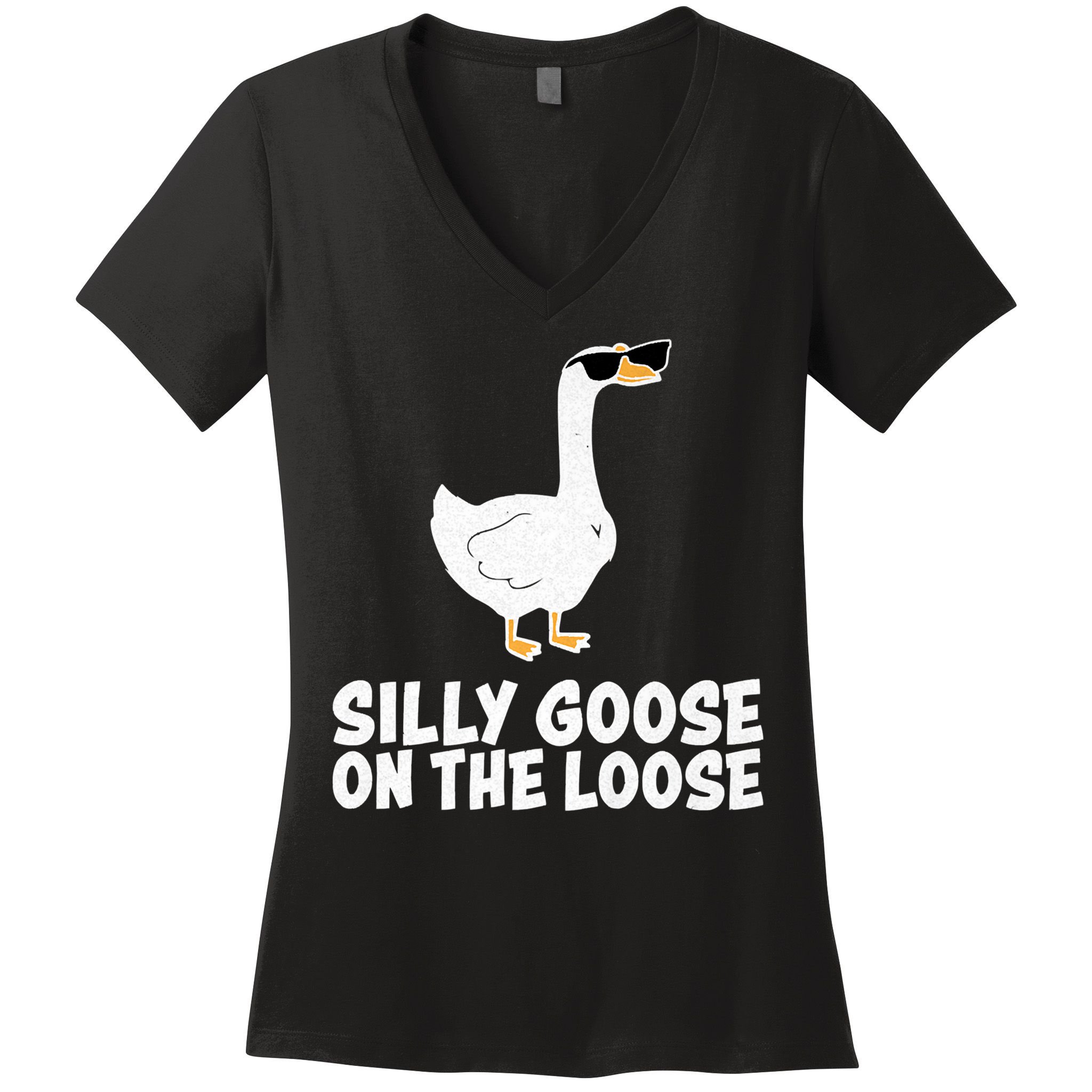 Silly Goose On The Loose Women's V-Neck T-Shirt