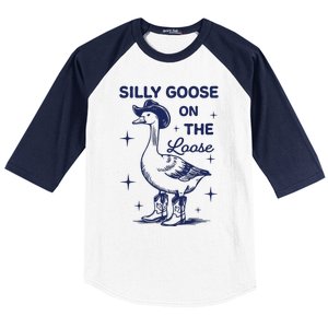 Silly Goose On The Loose Silly Goose Farm Baseball Sleeve Shirt