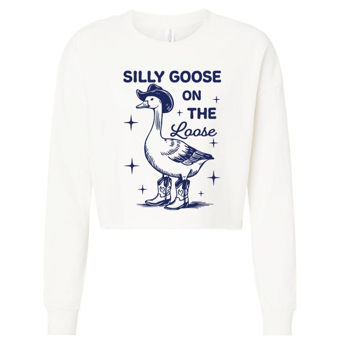 Silly Goose On The Loose Silly Goose Farm Cropped Pullover Crew