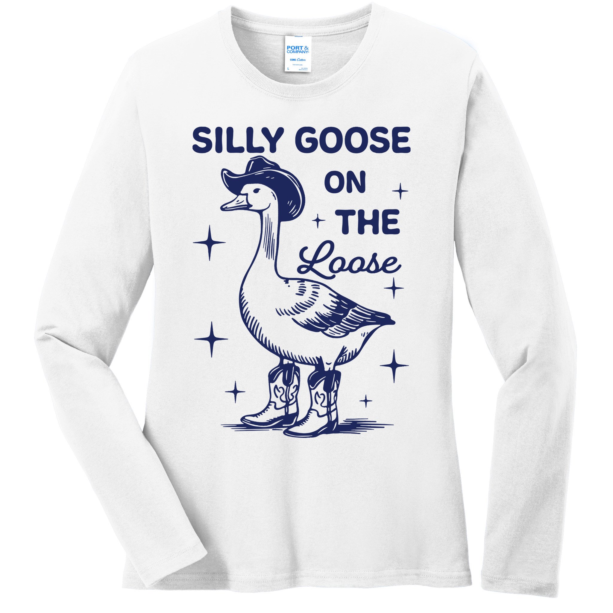 Silly Goose On The Loose Silly Goose Farm Ladies Long Sleeve Shirt