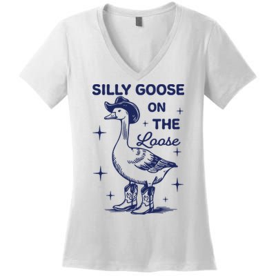 Silly Goose On The Loose Silly Goose Farm Women's V-Neck T-Shirt