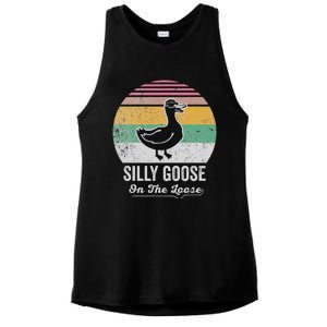 Silly Goose On The Loose Funny Retro Style Ladies PosiCharge Tri-Blend Wicking Tank