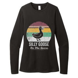 Silly Goose On The Loose Funny Retro Style Womens CVC Long Sleeve Shirt