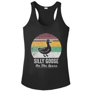 Silly Goose On The Loose Funny Retro Style Ladies PosiCharge Competitor Racerback Tank