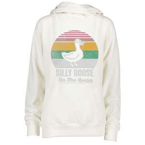 Silly Goose On The Loose Funny Retro Style Womens Funnel Neck Pullover Hood