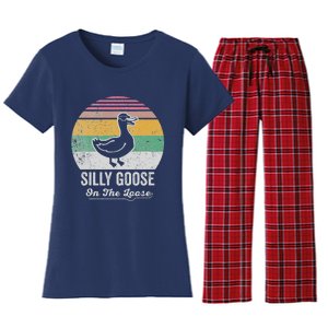 Silly Goose On The Loose Funny Retro Style Women's Flannel Pajama Set