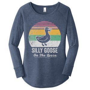 Silly Goose On The Loose Funny Retro Style Women's Perfect Tri Tunic Long Sleeve Shirt