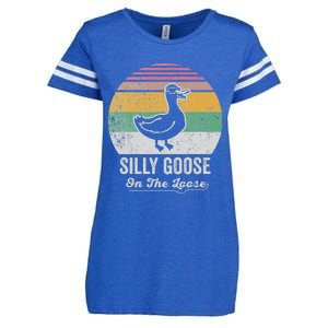 Silly Goose On The Loose Funny Retro Style Enza Ladies Jersey Football T-Shirt