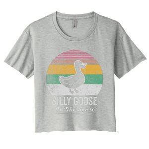 Silly Goose On The Loose Funny Retro Style Women's Crop Top Tee