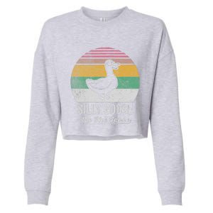 Silly Goose On The Loose Funny Retro Style Cropped Pullover Crew