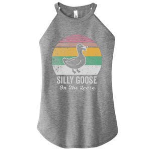 Silly Goose On The Loose Funny Retro Style Women's Perfect Tri Rocker Tank