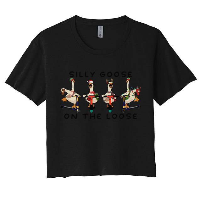Silly Goose On The Loose Christmas Silly Goose University Funny Goose Women's Crop Top Tee