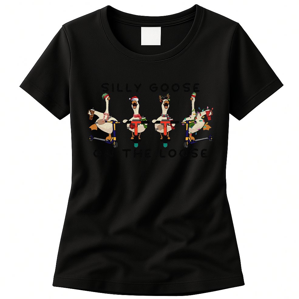 Silly Goose On The Loose Christmas Silly Goose University Funny Goose Womens T-Shirt