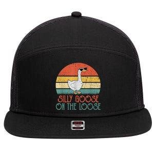 Silly Goose On The Loose Funny Saying 7 Panel Mesh Trucker Snapback Hat